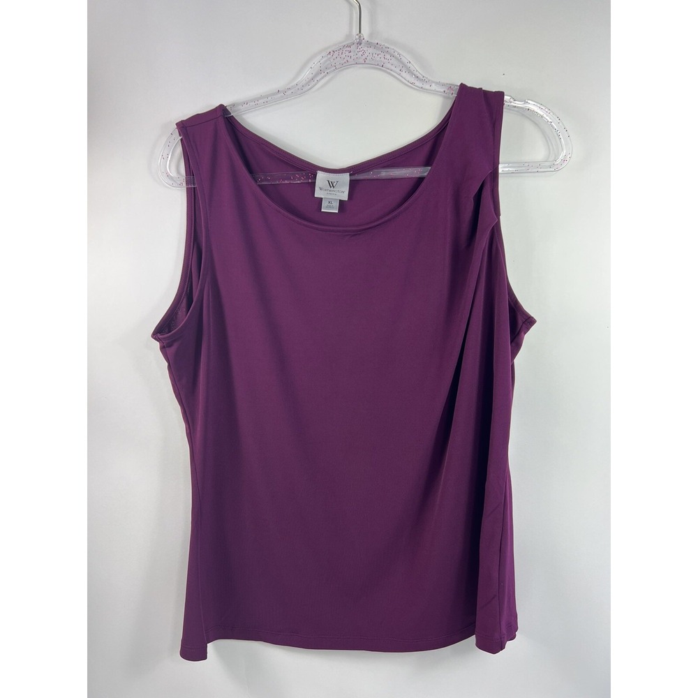 Worthington Stretch Tank Women's Sz XL‎ Purple 2 Armhole Pleats